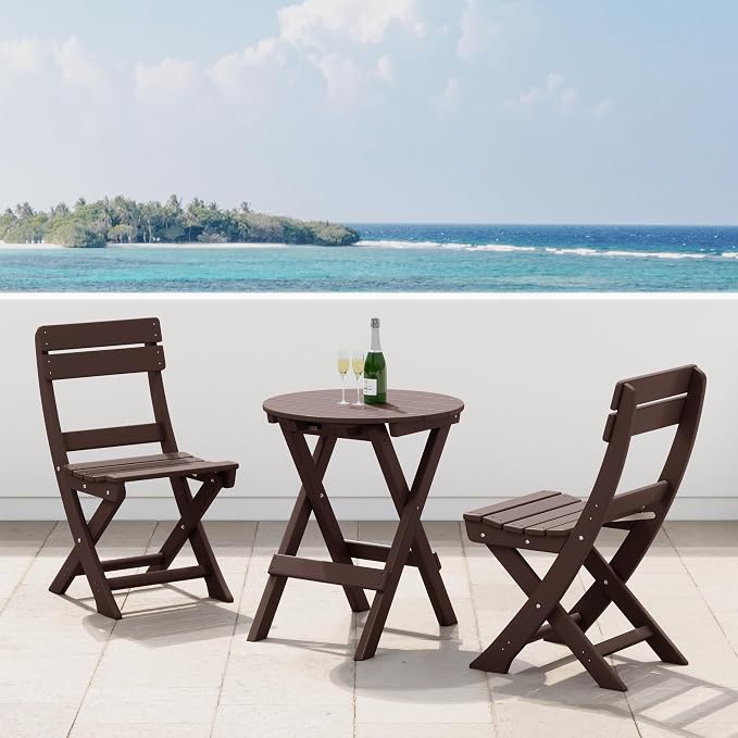 Costaelm Paradise 3-Piece Outdoor HDPE Folding Patio Bistro Table and Chairs by Costaelm