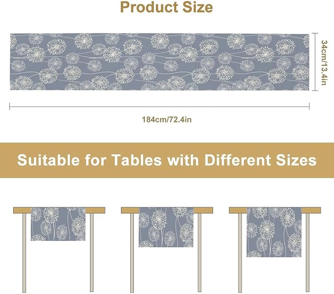 Dandelions Farmhouse Table Runner, Vintage Summer Fall Rustic Country Table - Image 8