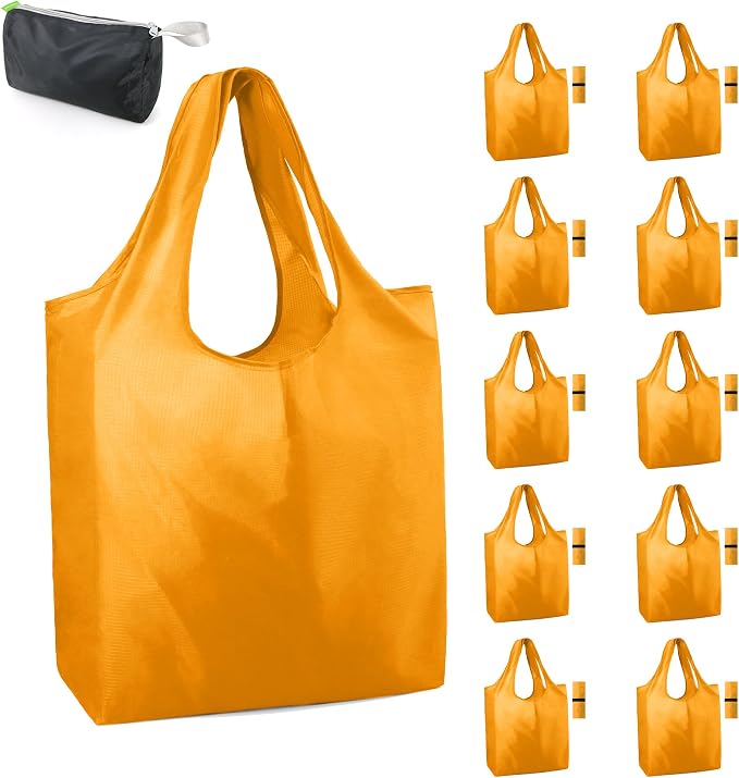 BeeGreen Yellow Reusable Grocery Bags Light Orange Shopping Bags Bulk 50LBS by BeeGreen