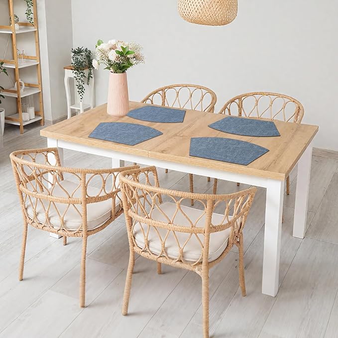 Homaxy Round Table Placemats Set of 6, Washable Wedge Shaped Faux Leather Table - Image 7