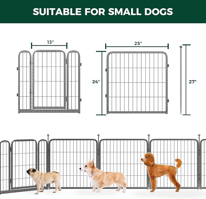 FXW Garden Fence Outdoor for The Yard – 24in x 45.6ft Heavy Duty Metal Animal - Image 2