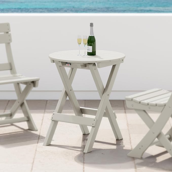 Costaelm Paradise HDPE Outdoor 24.5 Inch Round Portable Folding Patio Dining - Image 2