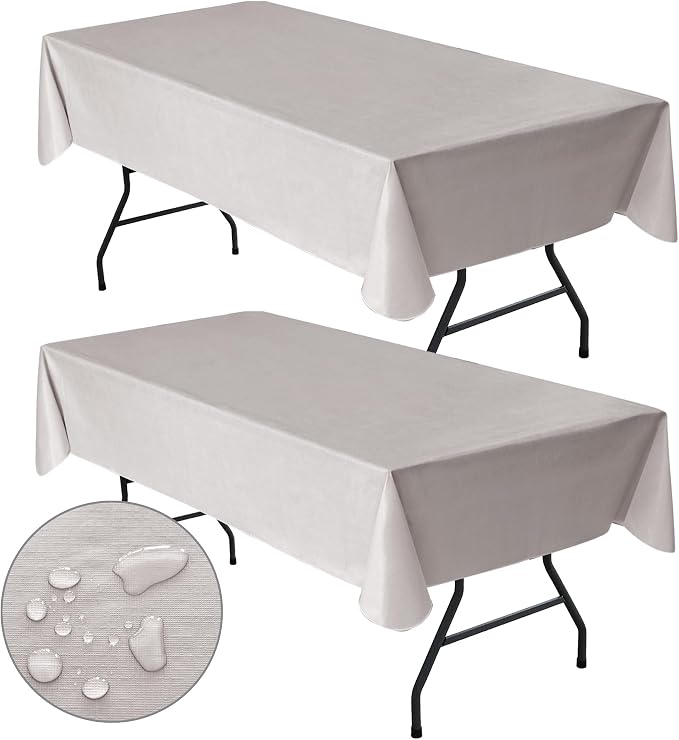 Nasitos 2 Pack Vinyl Plastic Table Cloth Rectangle 60x120 Inch-100% Waterproof by Nasitoshomedecor