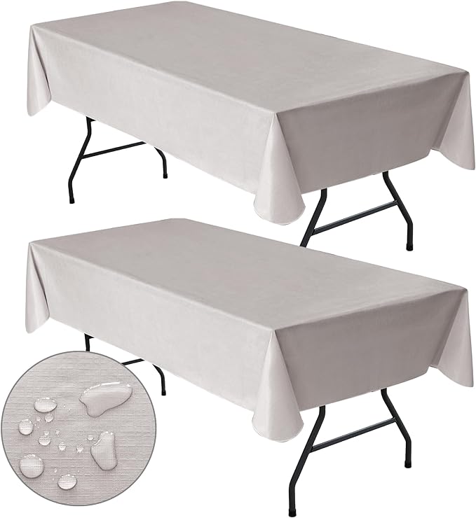 Nasitos 2 Pack Vinyl Silver Tablecloth Rectangle 60x102 Inch-Plastic Tablecloth by Nasitoshomedecor