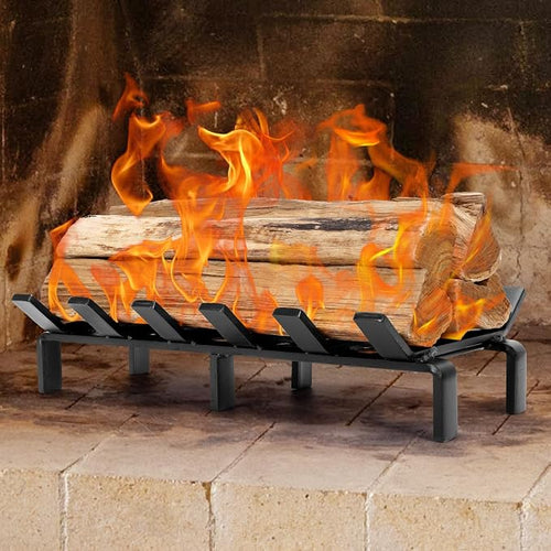 13" Fireplace Grate with Ember Retainer, Wood Stove Grate Rack, Heavy Duty - Image 2