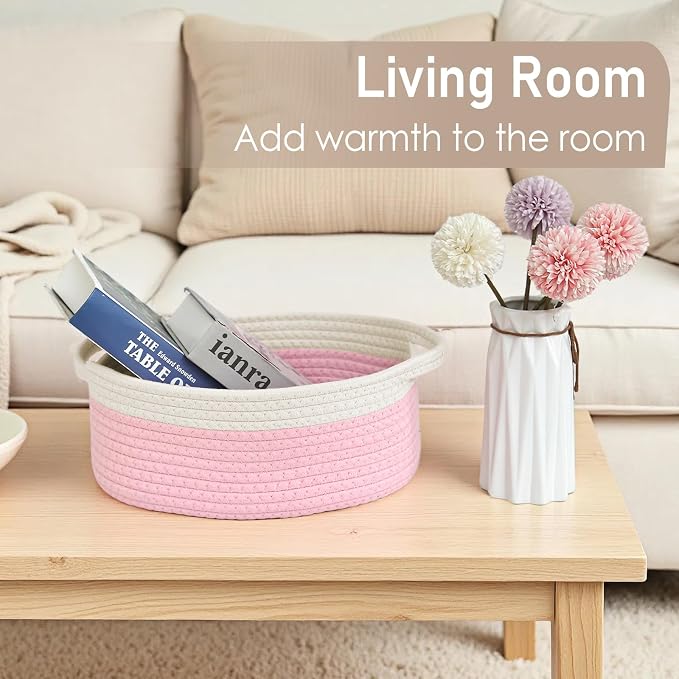 Woven Basket, Small Rope Storage Bin - Image 7