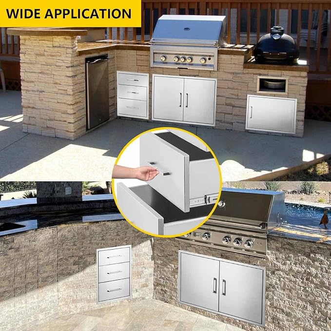 TIANAI Outdoor Kitchen Drawer 14" W x 21" H x 21" D Stainless Steel BBQ Drawer - Image 4