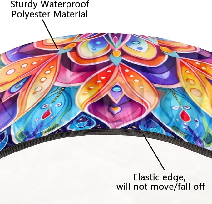 Floral Colorful Bright Vintage Round Table Cloth Cover, Elastic Edge Waterproof - Image 5