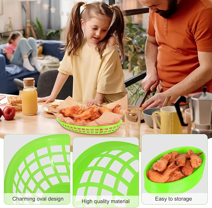 20 Pack Plastic Fast Food Baskets, 8.8" × 5.5" Small Oval Restaurant Serving - Image 5