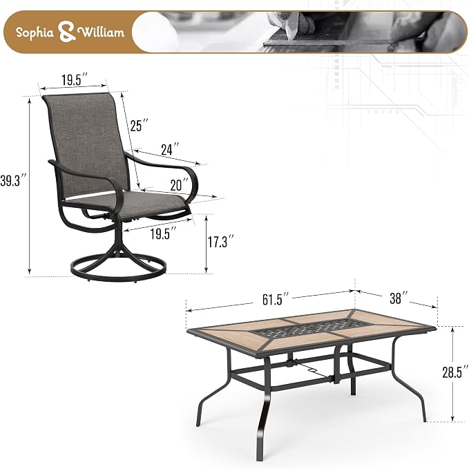 Sophia & William Patio Dining Sets Outdoor Dining Set - Image 7