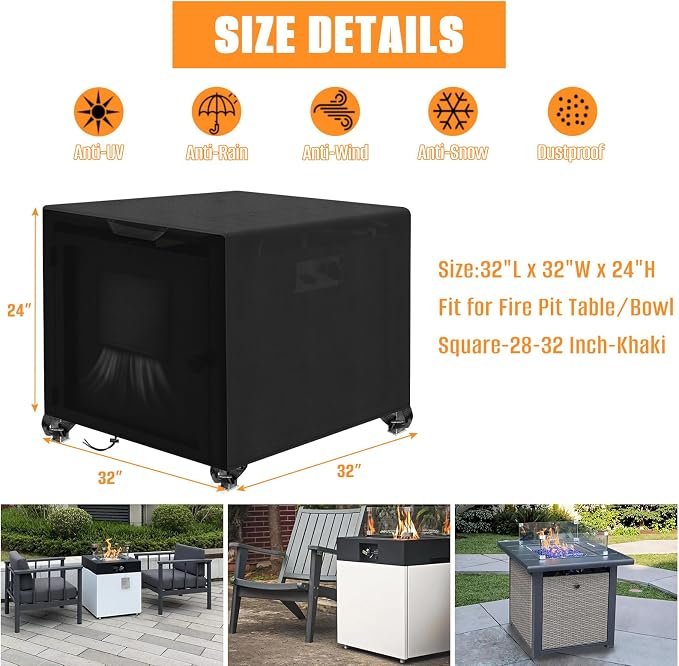 Kovshuiwe Porch Shield Fire Pit Cover Square-600D Fabric Waterproof and - Image 2