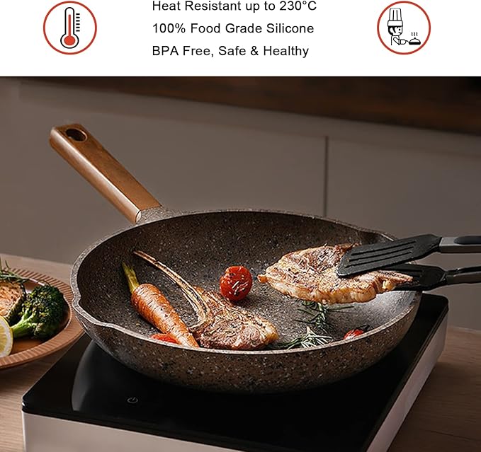 Tongs Set, 4 Piece Stainless Steel Kitchen Tongs with Silicone Tips