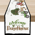 Farmhouse Horse Table Runner, Rustic Rooster Truck Tree Butterfly Animals by Unknown