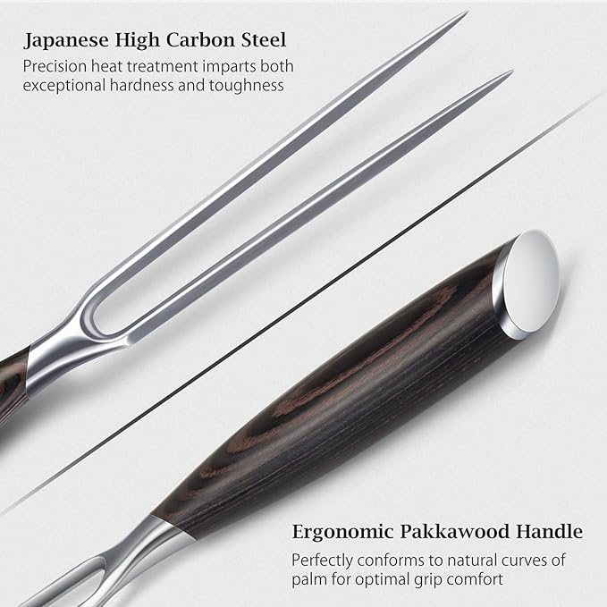 HOSHANHO Meat Fork 7 Inch, Razor Sharp Double-Prong Carving Fork - Image 2
