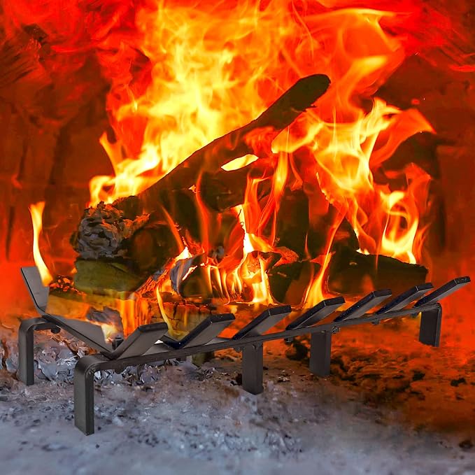 17“ Fireplace Grates Wood Stove Grate Rack Stove Burning Rack Heavy Duty Solid - Image 2