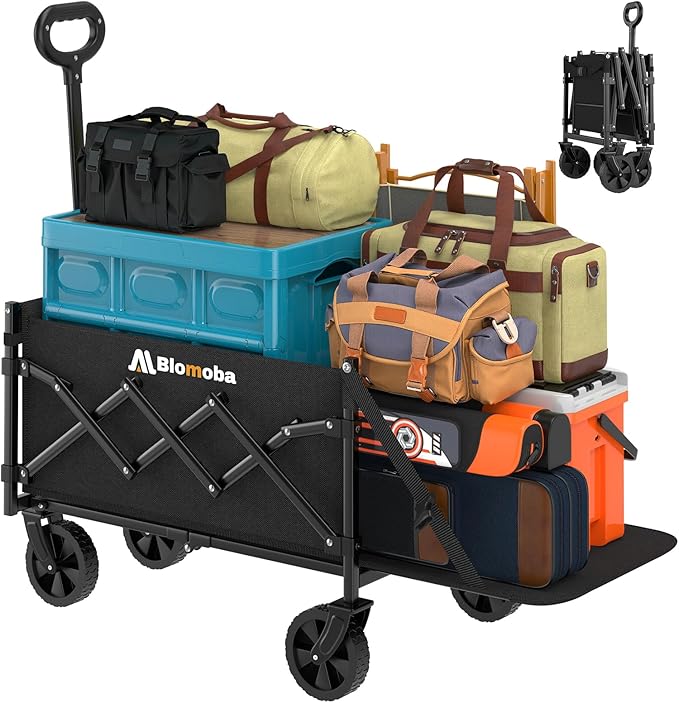 220LBS Foldable Wagon with All-Terrain Wheels, Portable Wagon Cart with by Blomoba