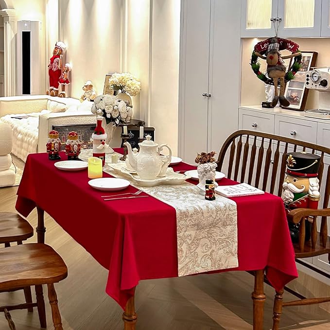 Rectangle Christmas Tablecloth, Waterproof Washable Luxurious Wool Velvet Table - Image 2