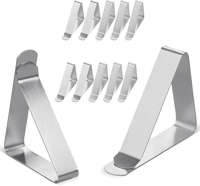 Large Tablecloth Clips- 12 Pack Stainless Steel, Rust Proof Table Cloth Holding by Clipra