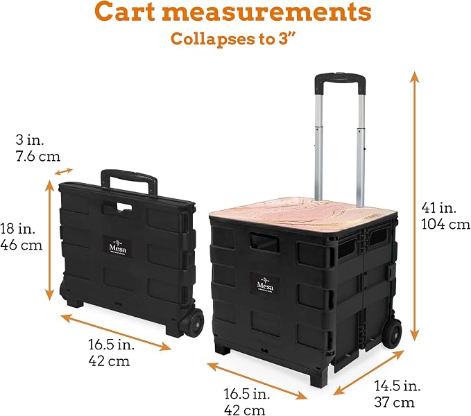 Inspired Living Collapsible Ultra-Slim Pack-N-Roll, 2 Wheel Utility Cart w/Lid - Image 2