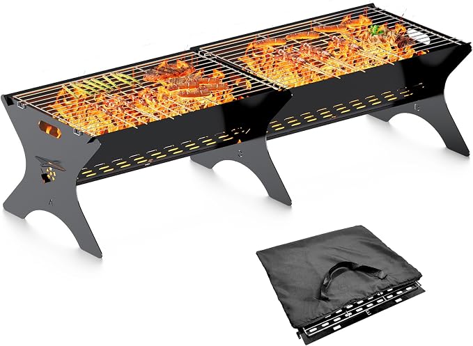 Charcoal Grills 2 Packs | Portable Folding Camping Grills, Backpacking & BBQ by BEARFIRE