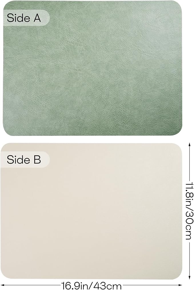 Faux Leather Placemats Set of 6 Table Mats Heat Resistant Reversible Place Mats - Image 2