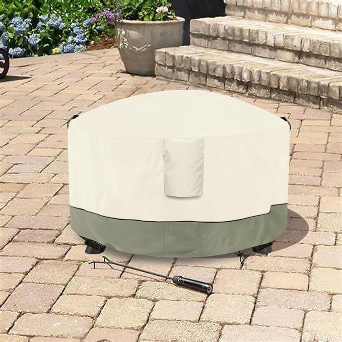 Fire Pit Cover, Outdoor Heavy Duty 600D 100% Waterproof Fire Pit Cover Round - Image 9