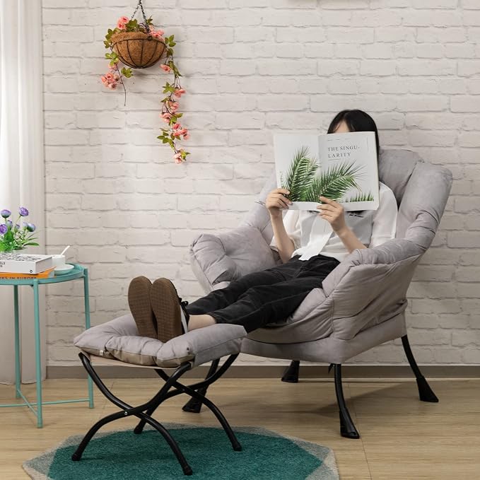 HollyHOME 15" Folding Footrest Stool, Upholstered Small Foldable Ottoman - Image 2