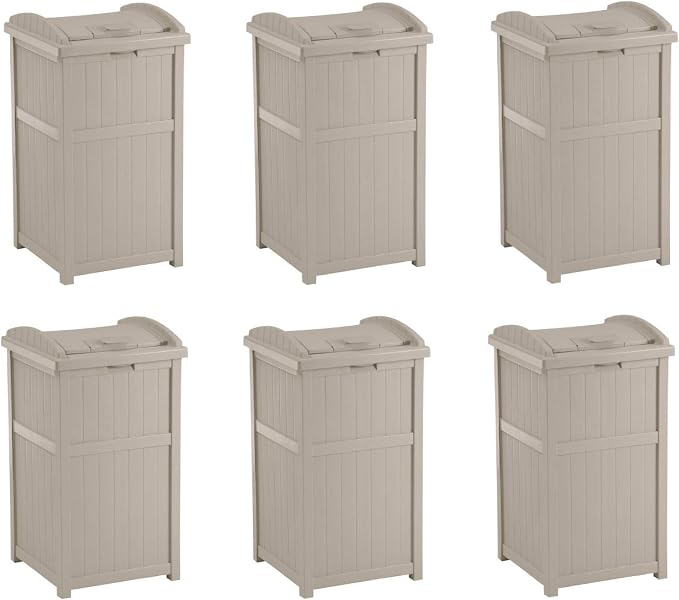 Suncast 6 Pack 15.75" x 16" x 31.6" Trash Hideaway 33 Gallon Resin Outdoor by Suncast
