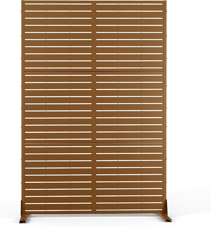 Metal Privacy Screen Outdoor 72" H×47" W, Freestanding Decorative Privacy Screen by Unknown
