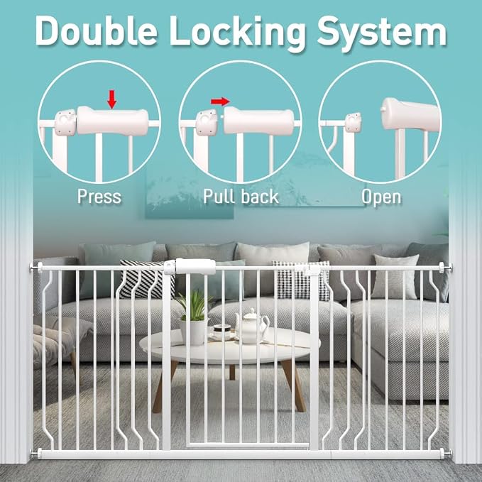 WAOWAO Baby Gate 76.38-81.07" Extra Wide Pressure Mounted Walk Through Swing - Image 4