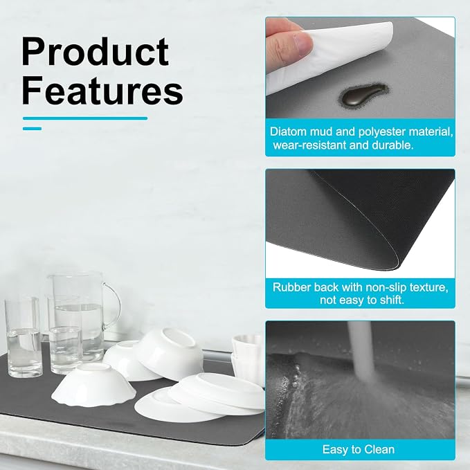 uxcell Silicone Mats for Kitchen Counter, 23.6" x 15.7" Non-Slip Countertop - Image 3