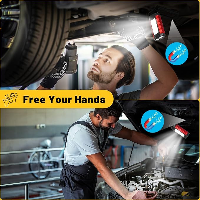 YiaMia Rechargeable LED Magnetic Work Light 2 Pack, Portable Tool Gifts - Image 4