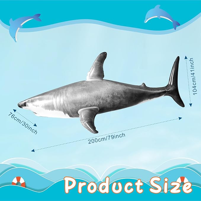 Extra Large Inflatable Shark Pool Toy, 79inch Shark Pool Birthday Party - Image 4