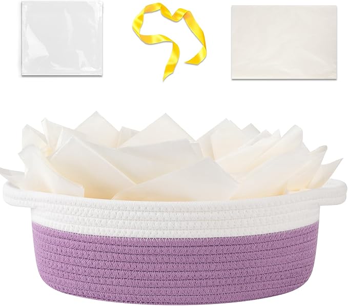 OIAHOMY Gift Basket Empty with Handle, Ribbon and Wrap Tissue Paper, Dog Toy by MasterofSpaceOptimization