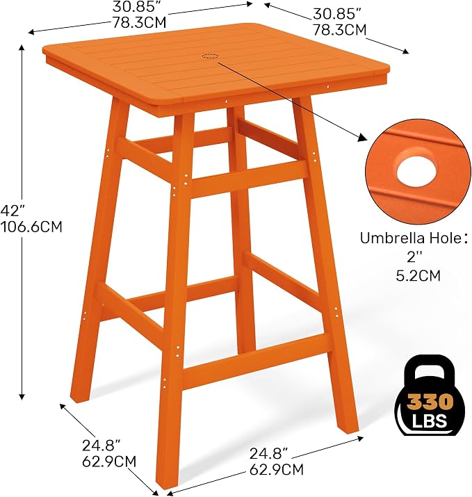 Costaelm Outdoor Bar Table, Patio Bistro Dining Pub Table - Image 3