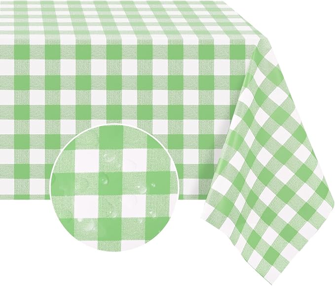 Romanstile Rectangle Vinyl Tablecloth, 100% Waterproof Buffalo Gingham Plastic by Romanstile