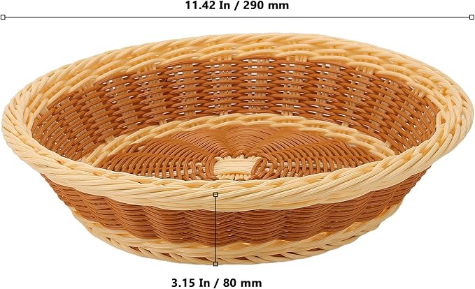 4 Pack Woven Bread Baskets, 11.5 Inch Round Imitation Rattan Basket Wicker - Image 2