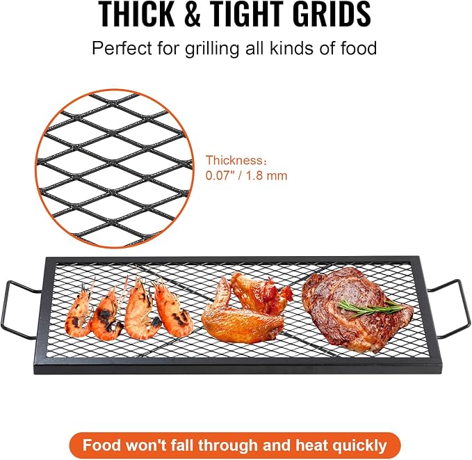 VEVOR X-Marks Fire Pit Grill Grate, Rectangle Cooking Grate, Heavy Duty Steel - Image 4