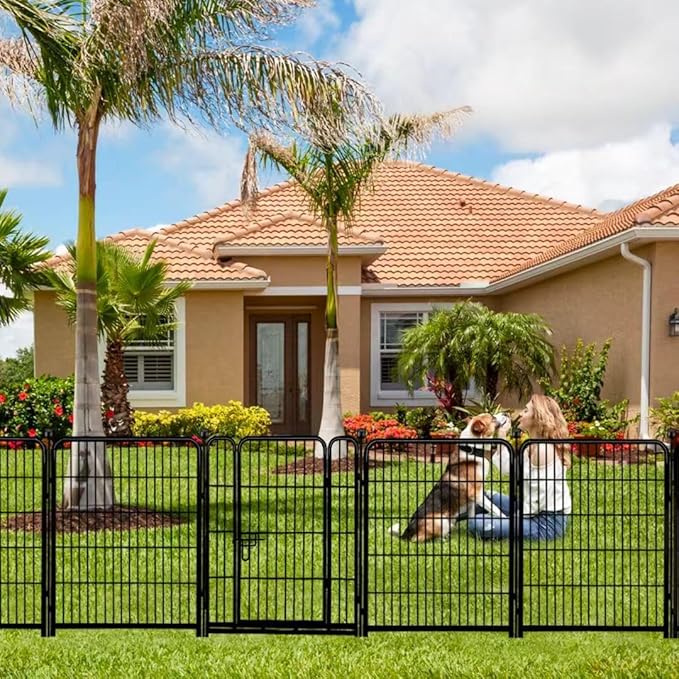 ADAVIN Tall Garden Fence 54 in×22.1 Ft, 10 Panels Dog Fence Outdoor - Image 7