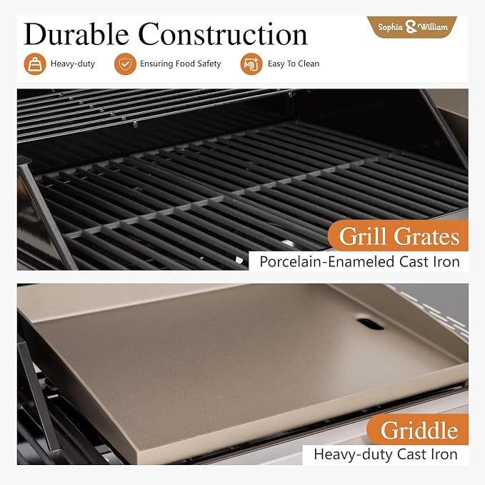 Sophia & William Propane Gas Grill and Griddle Combo - Image 3