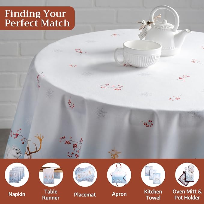 Maison d' Hermine Table Cloth Round Table 100% Cotton 69 Inches Fall Tablecloth - Image 4
