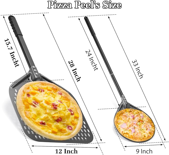 12 Inch + 9 Inch Perforated Pizza Peel Set, Pizza Turning Peel - Image 7