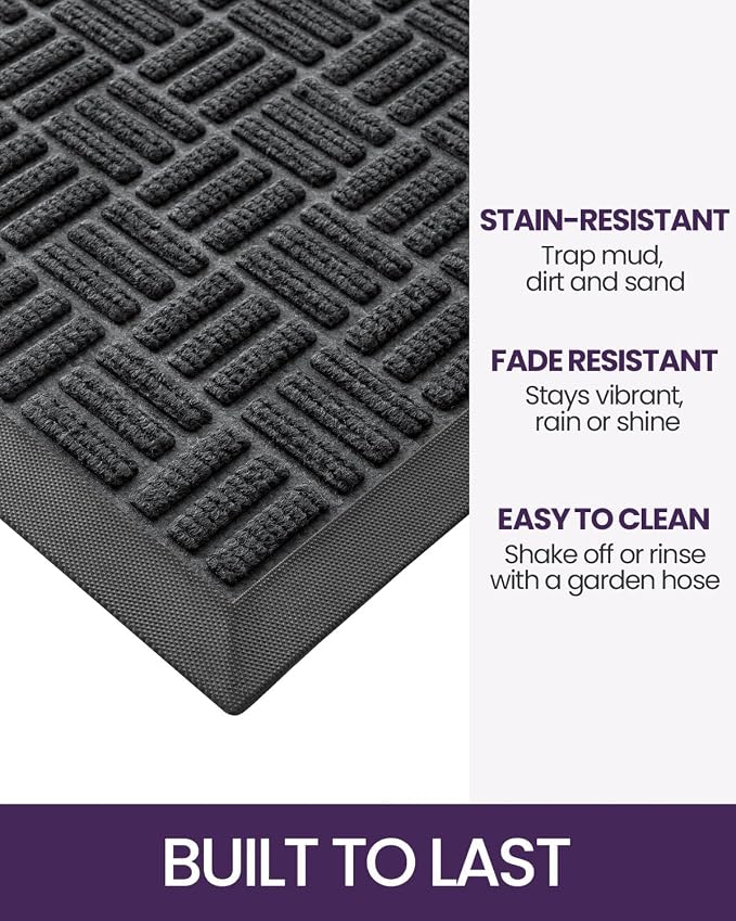 DEXI Front Door Mat Outside Entrance, 4x6 ft Large Rubber Entry Doormat Heavy - Image 3