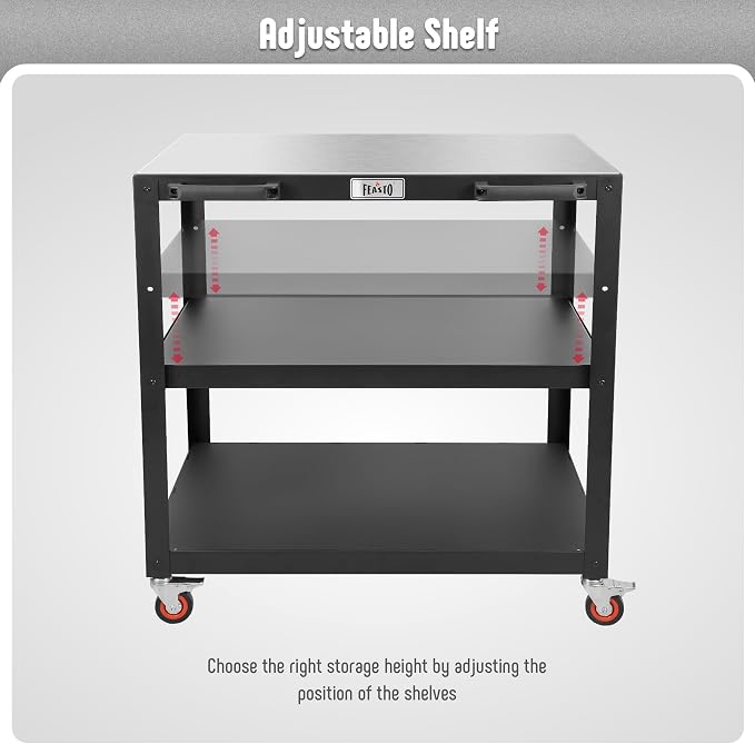 36''x 24'' Large Movable Pizza Oven Table - Image 5