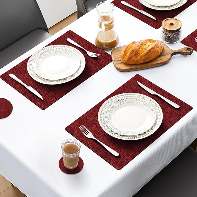 MOSAYT Faux Leather Placemats Set of 12, Heat Resistant Vinyl Place Mats - Image 2