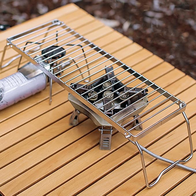 Folding Camping Grate, Stainless Steel Adjustable Height Campfire Grill - Image 5