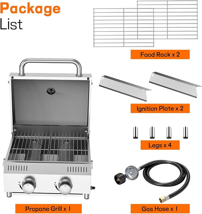 Veralune 2 Burner Tabletop Gas Grill, 000 BTUs Stainless Steel Portable Propane - Image 6