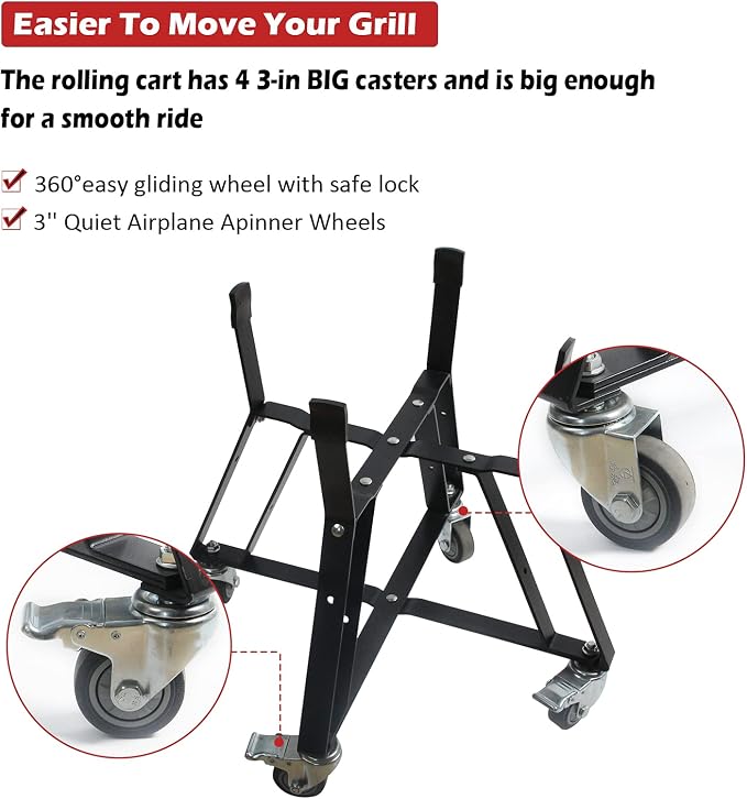 Dracarys Rolling Cart for Big Green Egg Accessories Rolling Nest - Image 2