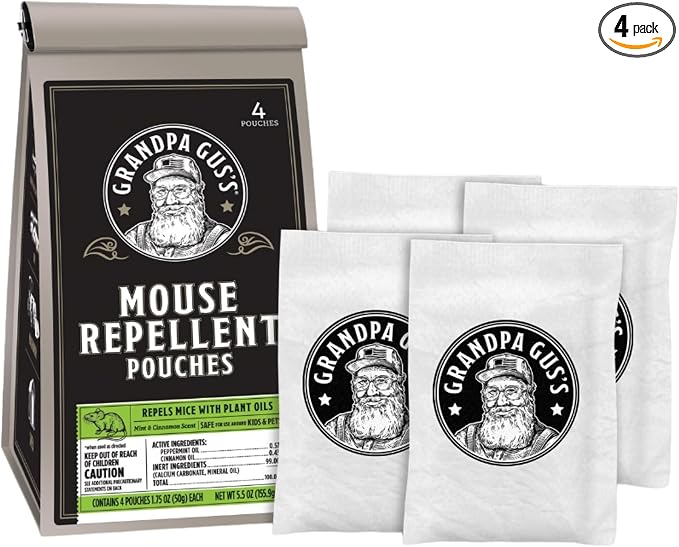 Grandpa Gus's Extra-Strength Mouse Repellent Pouches, Cinnamon/Peppermint Oils by GrandpaGussPestControlProducts