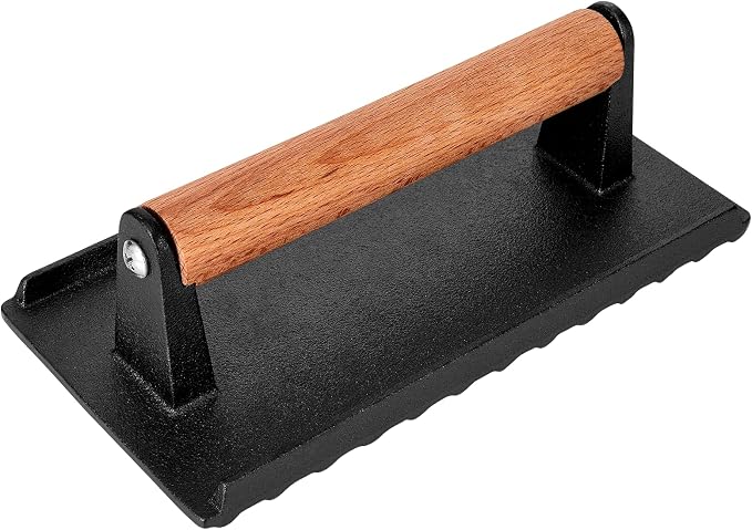 Burger Press, 8.3”X4.3”Rectangle Heavy-Duty Cast Iron Smash Burger Press by Whaleme